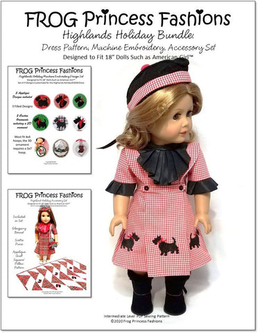 Frog Princess Fashions 18 Inch Modern Highlands Holiday BUNDLE 18" Doll Clothes Pattern Pixie Faire