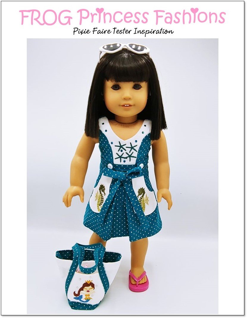 Frog Princess Fashions Machine Embroidery Design Key West Machine Embroidery Design Set For 18" Doll Clothes Pixie Faire