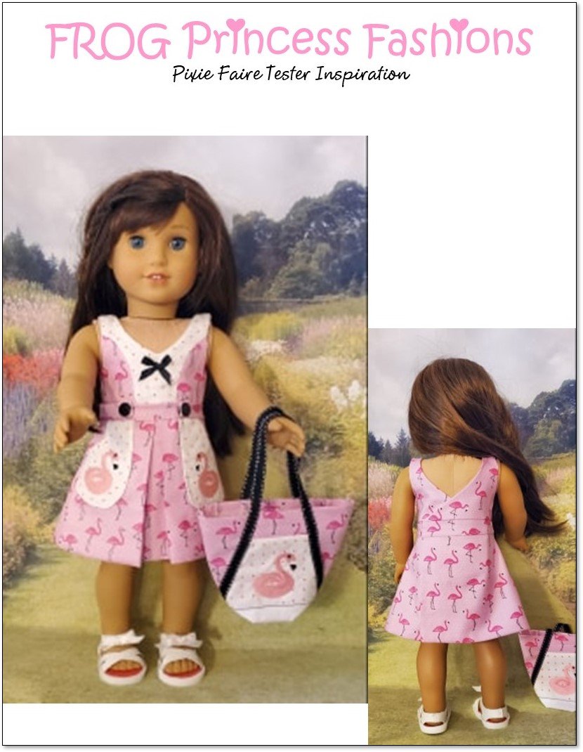 Frog Princess Fashions 18 Inch Modern Key West Wrap Dress, Top, Skirt, and Bag 18" Doll Clothes Pattern Pixie Faire