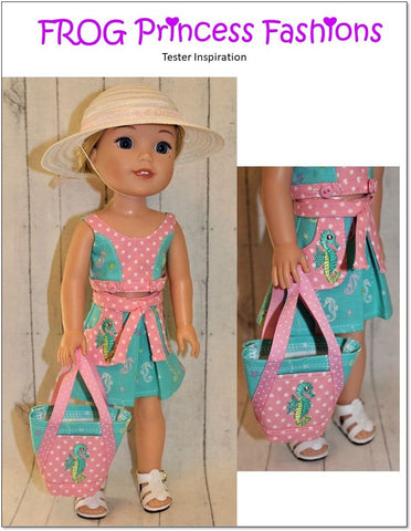 Frog Princess Fashions WellieWishers Key West Wrap Dress, Top, Skirt, and Bag 14.5" Doll Clothes Pattern Pixie Faire