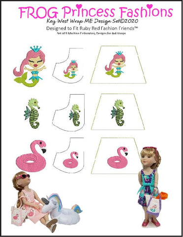 Frog Princess Fashions Machine Embroidery Design Key West Machine Embroidery Design Set For Ruby Red Fashion Friends® Doll Clothes Pixie Faire