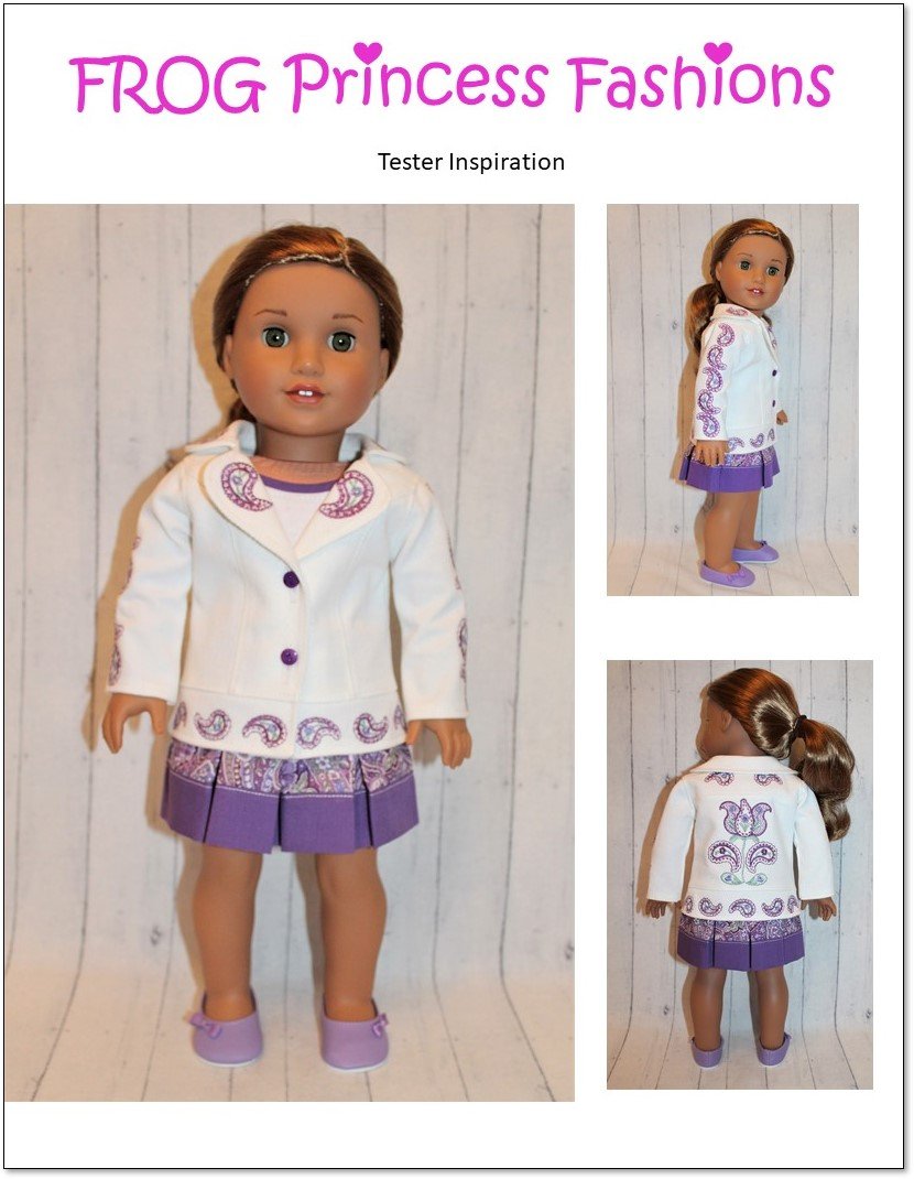 Frog Princess Fashions Machine Embroidery Design Paisley, Please! Jacket 18" Doll Machine Embroidery Design Pixie Faire