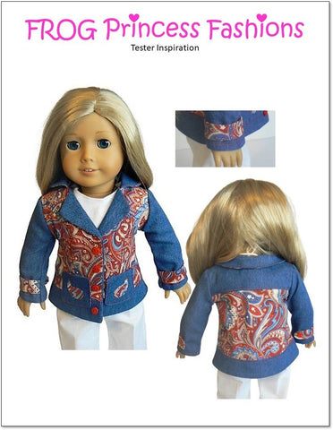 Frog Princess Fashions 18 Inch Modern Paisley, Please! Jacket 18" Doll Clothes Pattern Pixie Faire