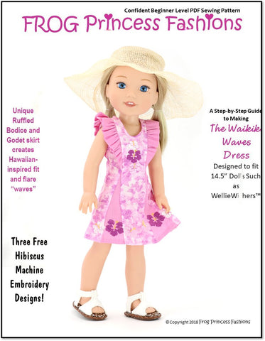 Frog Princess Fashions WellieWishers Waikiki Waves Dress 14.5" Doll Clothes Pattern Pixie Faire