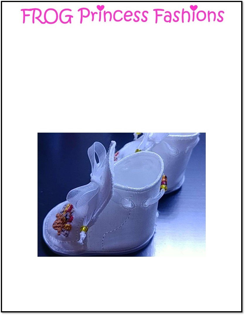 Frog Princess Fashions Machine Embroidery Design Bella's Bow Tied Booties 18" Doll Machine Embroidery Design Pixie Faire
