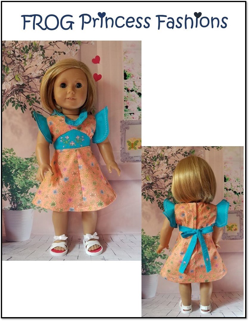Frog Princess Fashions Machine Embroidery Design Carolina Girl 18" Doll Machine Embroidery Design Pixie Faire