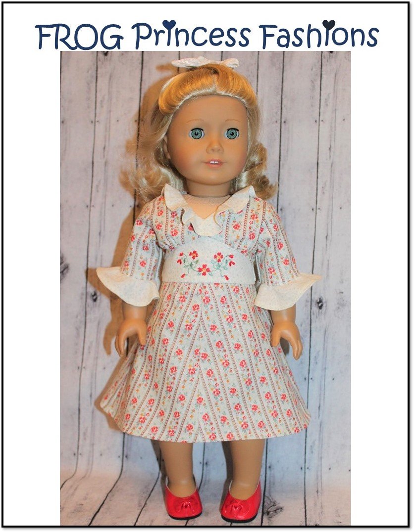 Frog Princess Fashions Machine Embroidery Design Carolina Girl 18" Doll Machine Embroidery Design Pixie Faire