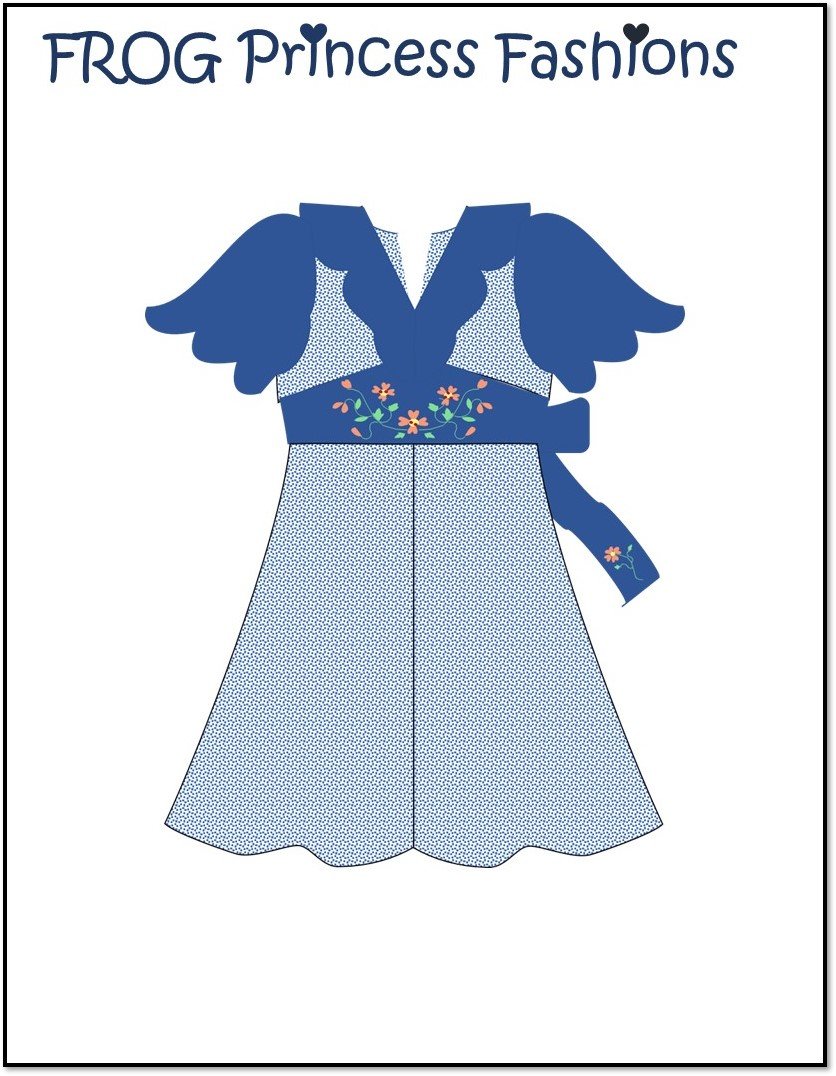 Frog Princess Fashions Machine Embroidery Design Carolina Girl 18" Doll Machine Embroidery Design Pixie Faire