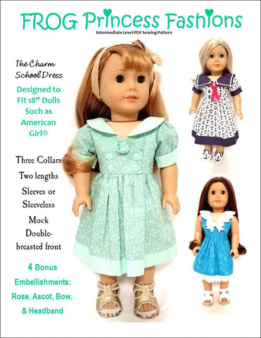 Frog Princess Fashions 18 Inch Modern Charm School Dress 18" Doll Clothes Pattern Pixie Faire