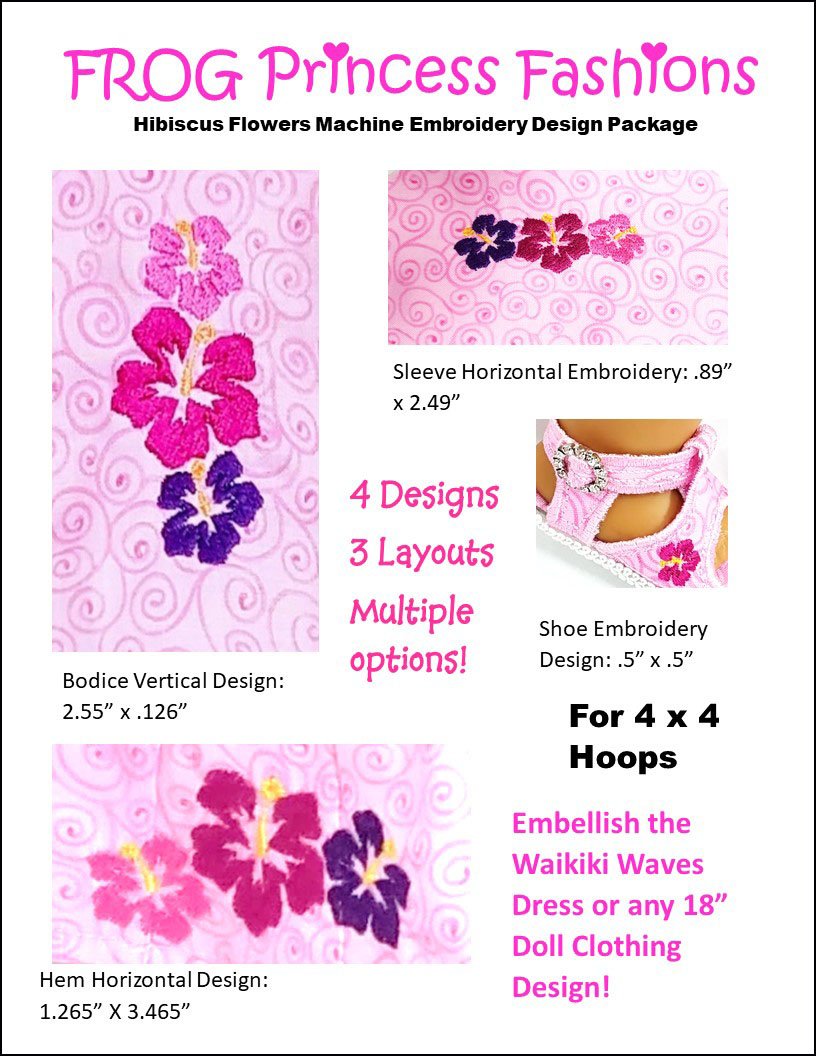 Frog Princess Fashions Machine Embroidery Design Free Hibiscus Machine Embroidery Design For 18" Dolls Pixie Faire