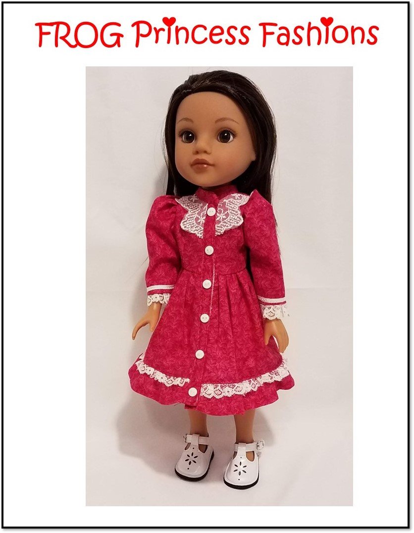 Frog Princess Fashions WellieWishers Holly and Lace Dress 14.5" Doll Clothes Pattern Pixie Faire