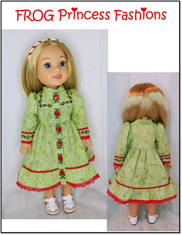 Frog Princess Fashions WellieWishers Holly and Lace Dress 14.5" Doll Clothes Pattern Pixie Faire