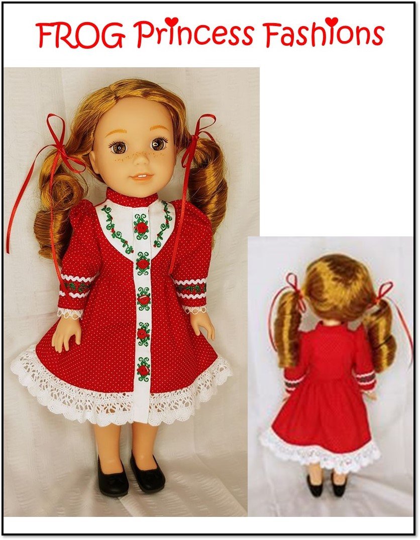 Frog Princess Fashions WellieWishers Holly and Lace Dress 14.5" Doll Clothes Pattern Pixie Faire