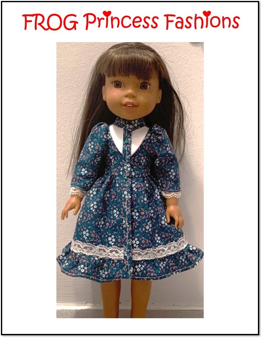 Frog Princess Fashions WellieWishers Holly and Lace Dress 14.5" Doll Clothes Pattern Pixie Faire