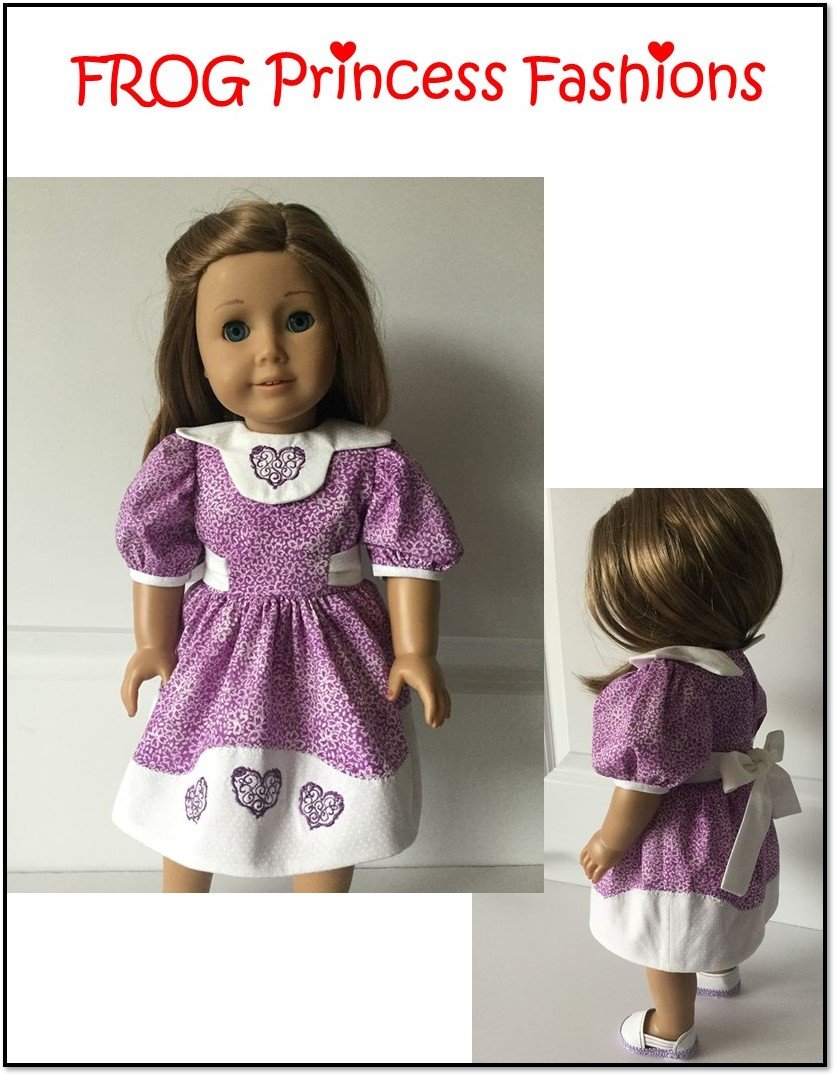 Frog Princess Fashions Machine Embroidery Design Here's My Heart Set Machine Embroidery Design Set For 18" Doll Clothes Pixie Faire