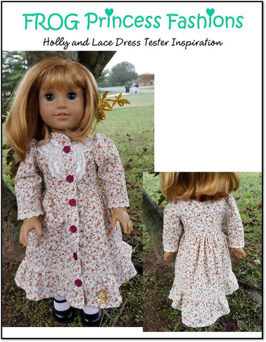 Frog Princess Fashions 18 Inch Modern Holly and Lace Dress 18" Doll Clothes Pattern Pixie Faire