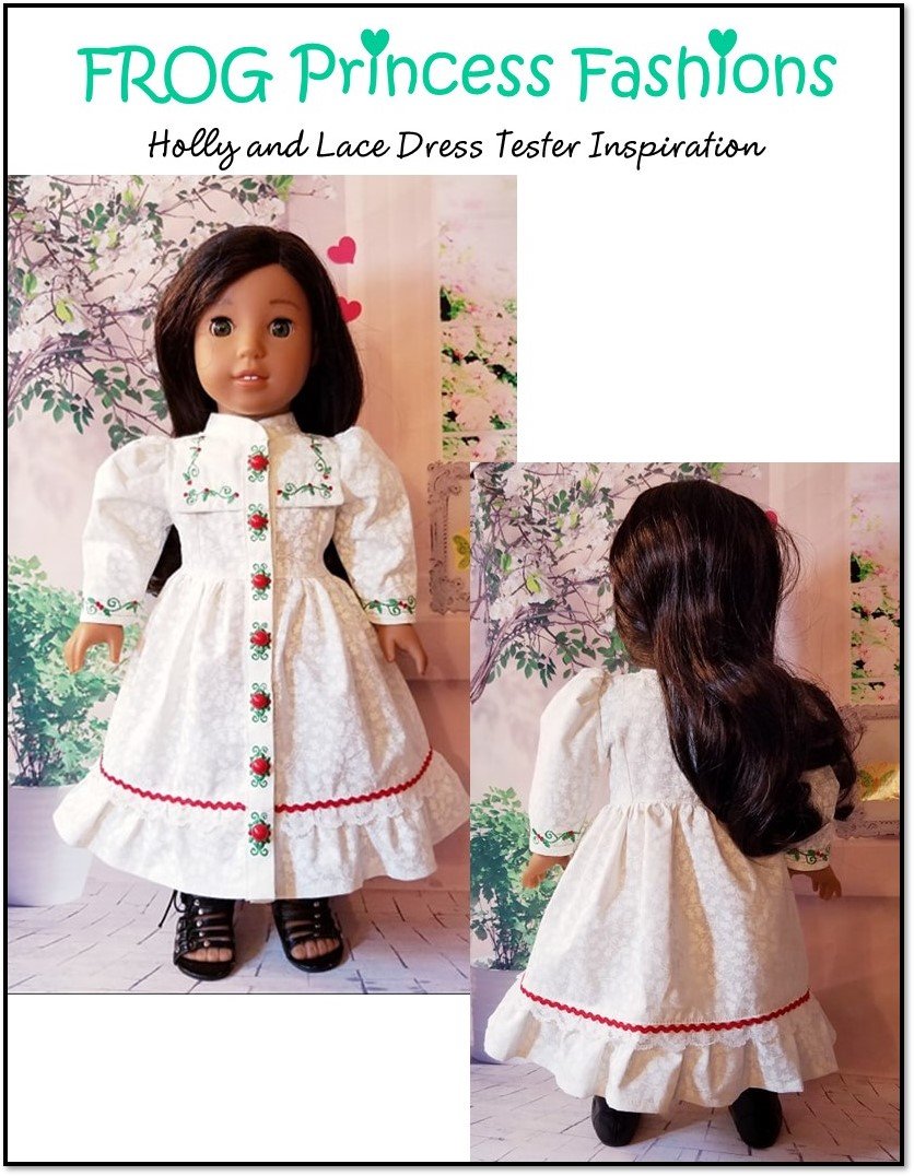 Frog Princess Fashions Machine Embroidery Design Holly and Lace Machine Embroidery Design Set For 18" Doll Clothes Pixie Faire