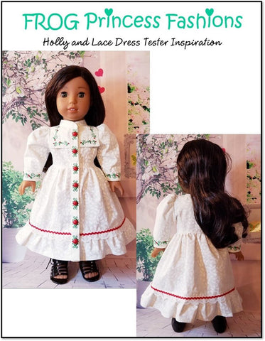 Frog Princess Fashions 18 Inch Modern Holly and Lace Dress 18" Doll Clothes Pattern Pixie Faire