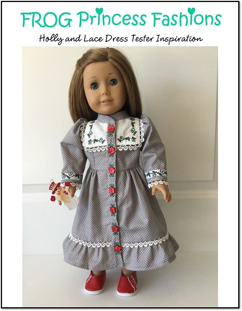 Frog Princess Fashions Machine Embroidery Design Holly and Lace Machine Embroidery Design Set For 18" Doll Clothes Pixie Faire