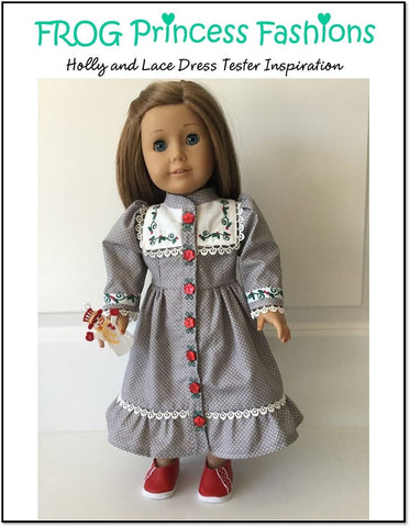 Frog Princess Fashions 18 Inch Modern Holly and Lace Dress 18" Doll Clothes Pattern Pixie Faire