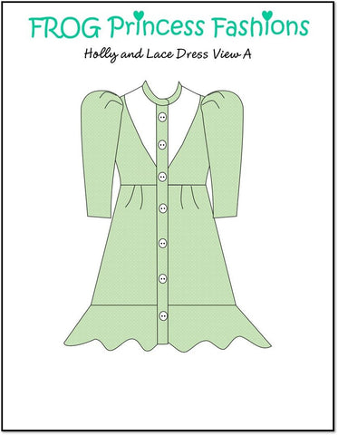 Frog Princess Fashions 18 Inch Modern Holly and Lace Dress 18" Doll Clothes Pattern Pixie Faire