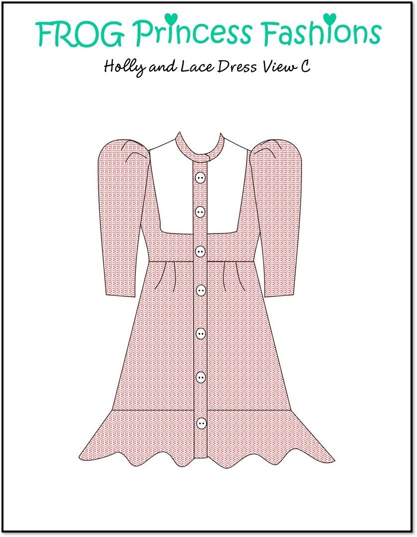 Frog Princess Fashions 18 Inch Modern Holly and Lace Dress 18" Doll Clothes Pattern Pixie Faire