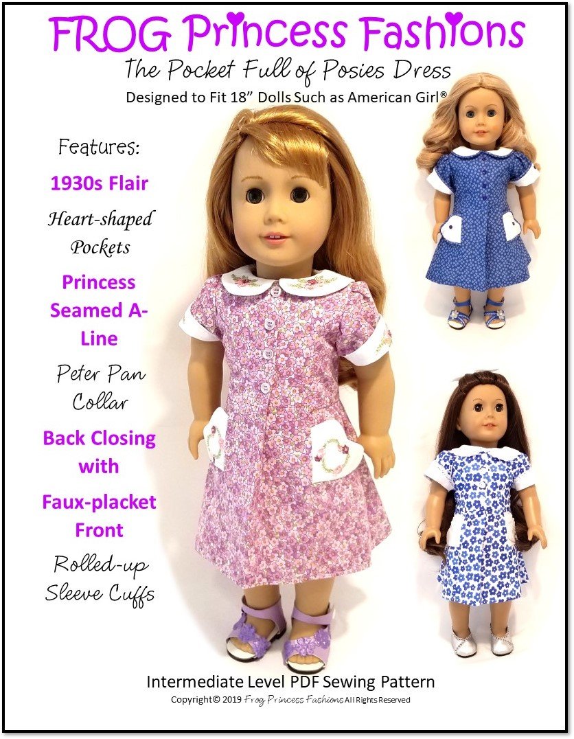 Frog Princess Fashions 18 Inch Modern Pocket Full Of Posies 18" Doll Clothes Pattern Pixie Faire