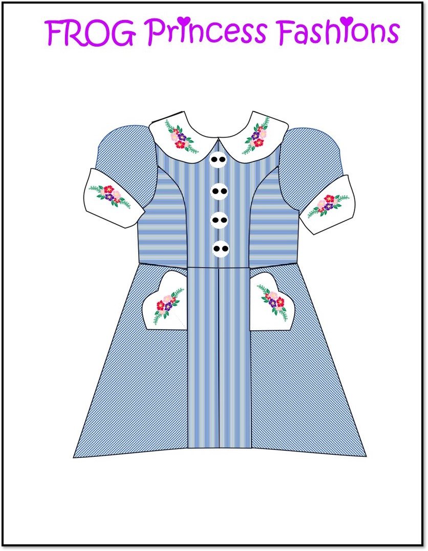 Frog Princess Fashions 18 Inch Modern Pocket Full Of Posies 18" Doll Clothes Pattern Pixie Faire