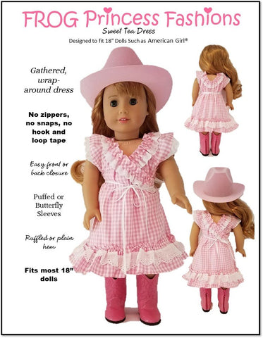 Frog Princess Fashions 18 Inch Modern Sweet Tea Dress 18" Doll Clothes Pattern Pixie Faire