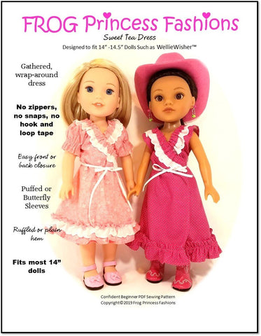 Frog Princess Fashions WellieWishers Sweet Tea Dress 14.5" Doll Clothes Pattern Pixie Faire