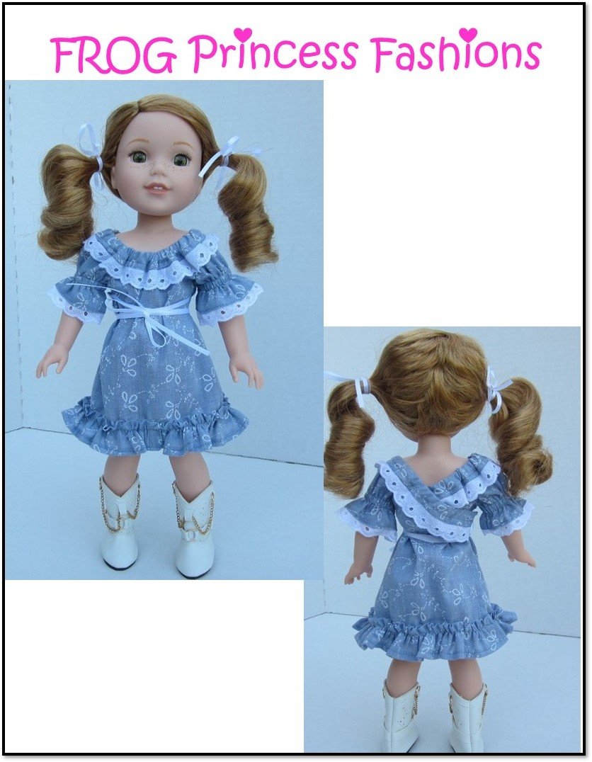 Frog Princess Fashions WellieWishers Sweet Tea Dress 14.5" Doll Clothes Pattern Pixie Faire