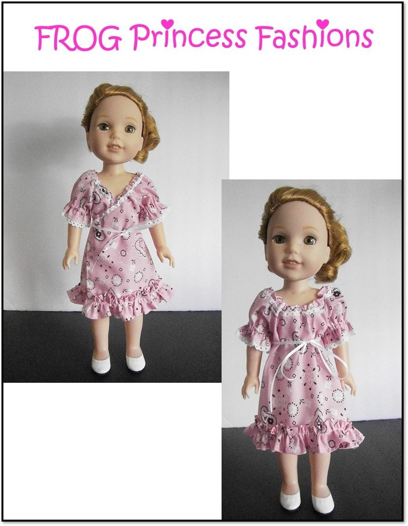 Frog Princess Fashions WellieWishers Sweet Tea Dress 14.5" Doll Clothes Pattern Pixie Faire