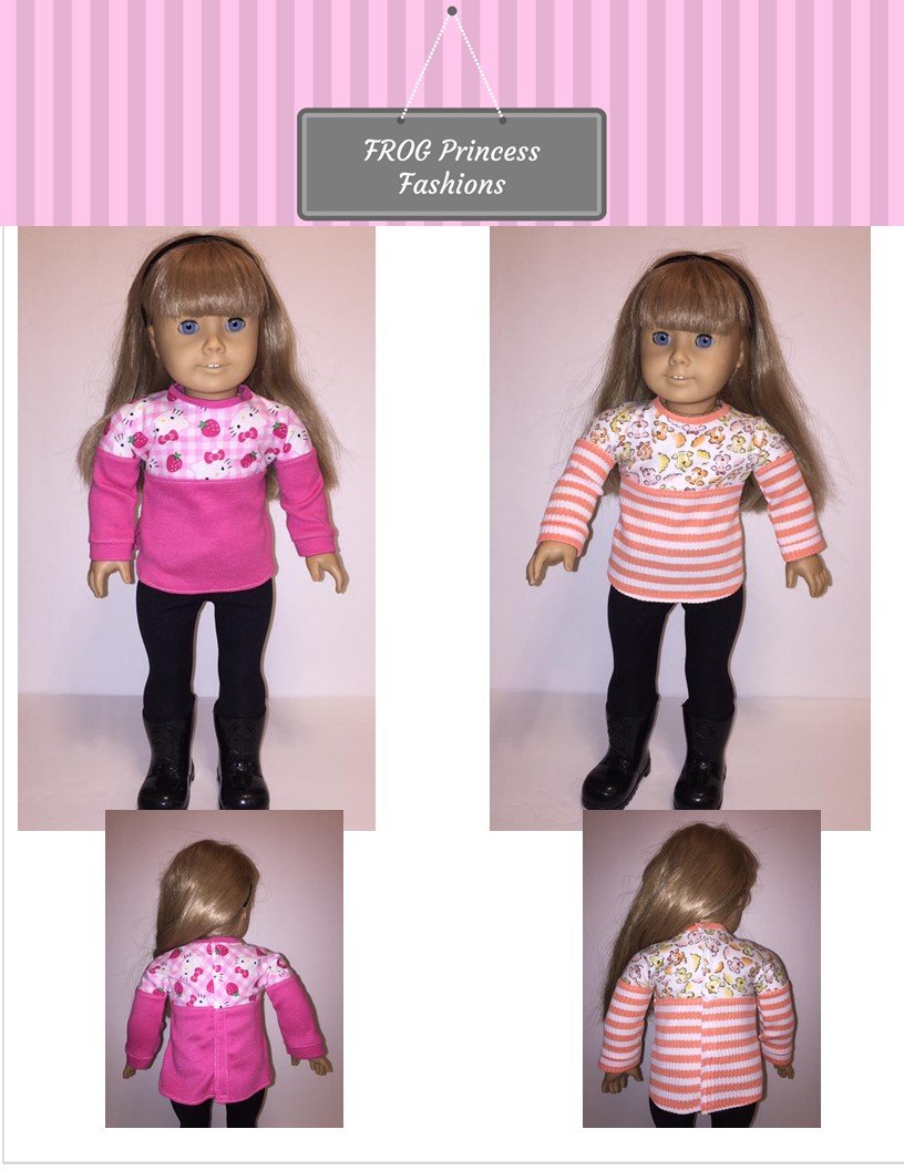 Frog Princess Fashions 18 Inch Modern Tulsa Tunic 18" Doll Clothes Pattern Pixie Faire