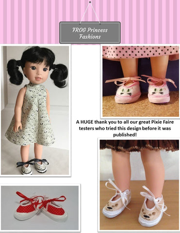 Frog Princess Fashions Machine Embroidery Design Merry Janes ITH Shoes for 13" - 14.5" Dolls Machine Embroidery Design Pixie Faire