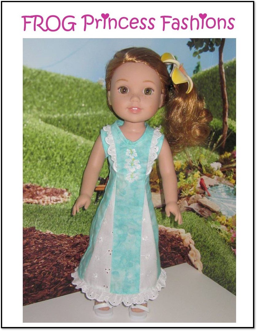 Frog Princess Fashions WellieWishers Waikiki Waves Dress 14.5" Doll Clothes Pattern Pixie Faire