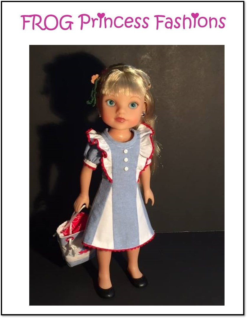 Frog Princess Fashions WellieWishers Waikiki Waves Dress 14.5" Doll Clothes Pattern Pixie Faire
