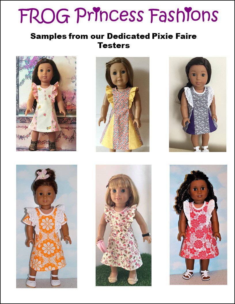 Frog Princess Fashions FREE 18 Inch Modern Waikiki Waves Dress 18" Doll Clothes Pattern Pixie Faire