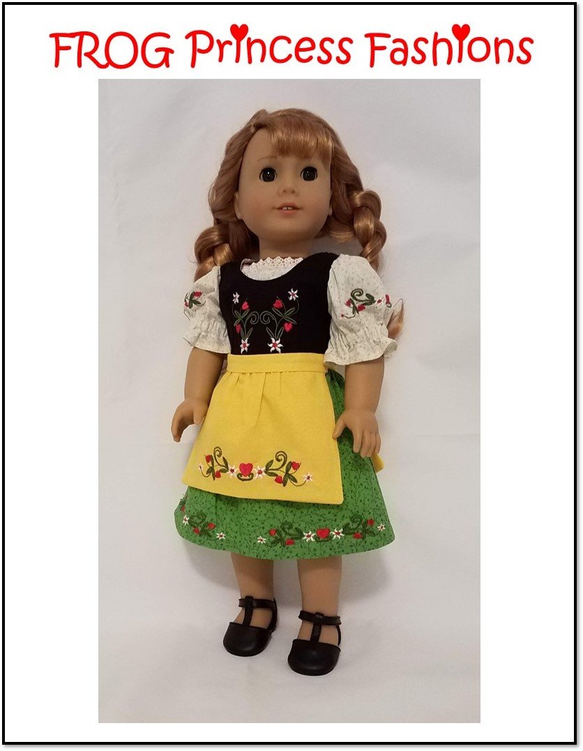 Frog Princess Fashions 18 Inch Historical Edelweiss Dress Set 18" Doll Clothes Pattern Pixie Faire