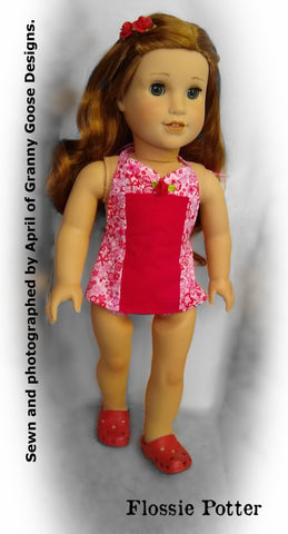 Flossie Potter 18 Inch Historical 1950s Swimsuit and Retro Swim Cap Bundle 18" Doll Clothes Pattern Pixie Faire