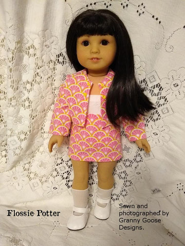 Flossie Potter 18 Inch Historical 1970s Fringe Jacket & Mini Skirt 18" Doll Clothes Pattern Pixie Faire