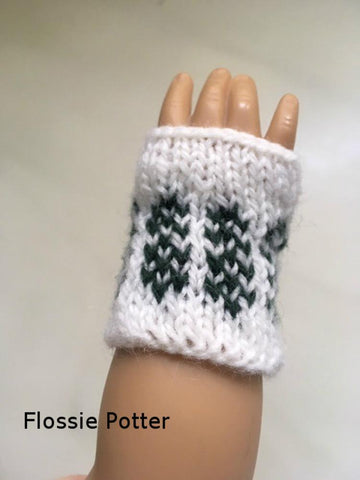 Flossie Potter Knitting Sampler Stocking Cap and Mitts 18" Doll Knitting Pattern Pixie Faire
