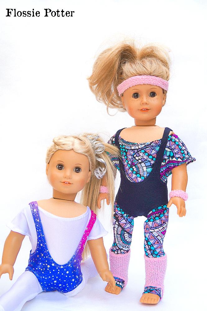 Flossie Potter 18 Inch Historical 1980s Workout Wardrobe Sports Bag Bundle 18" Doll Clothes Pattern Pixie Faire