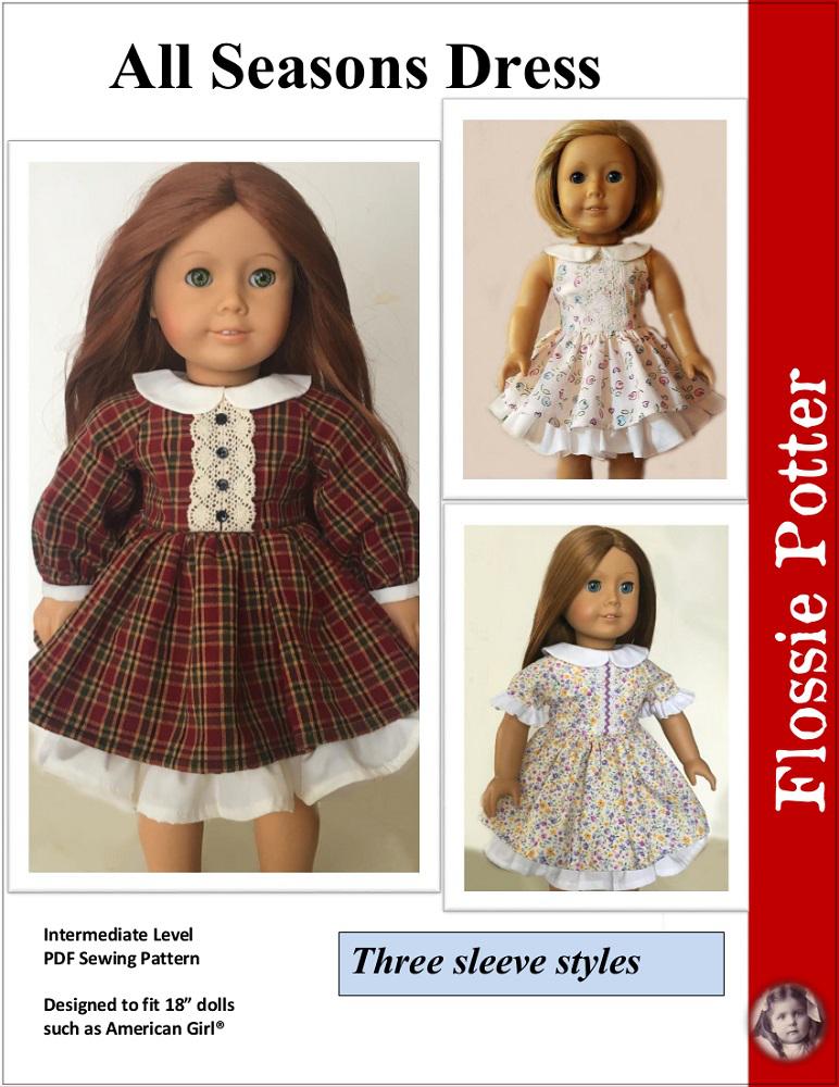 Flossie Potter All Seasons Dress Doll Clothes Pattern fits 18 inch American  Girl® Dolls PDF