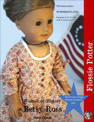 Flossie Potter 18 Inch Historical Betsy Ross Shop Dress 18" Doll Clothes Pixie Faire