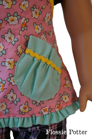 Flossie Potter 18 Inch Historical Just for Fun Halter Dress or Apron 18" Doll Clothes Pixie Faire