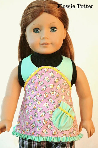 Flossie Potter 18 Inch Historical Just for Fun Halter Dress or Apron 18" Doll Clothes Pixie Faire