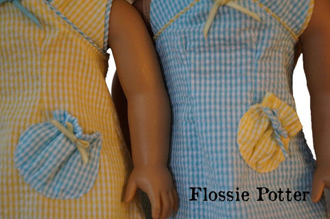 Flossie Potter 18 Inch Historical Just for Fun Halter Dress or Apron 18" Doll Clothes Pixie Faire