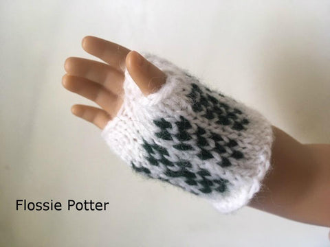 Flossie Potter Knitting Sampler Stocking Cap and Mitts 18" Doll Knitting Pattern Pixie Faire