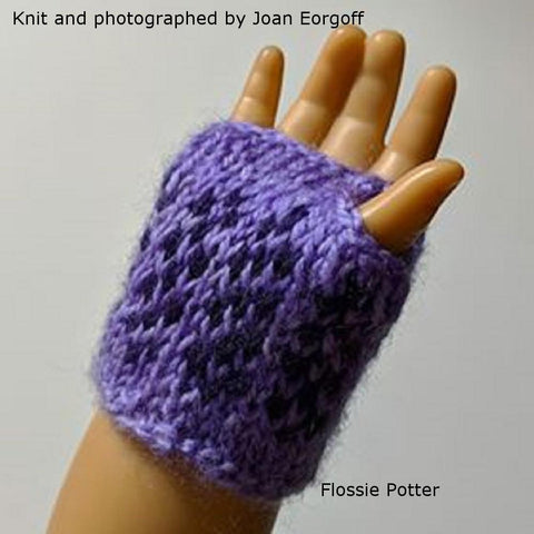 Flossie Potter Knitting Sampler Stocking Cap and Mitts 18" Doll Knitting Pattern Pixie Faire