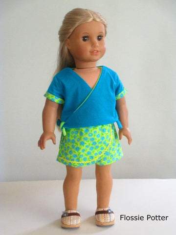 Flossie Potter 18 Inch Modern Sunny Skort Set 18" Doll Clothes Pattern Pixie Faire